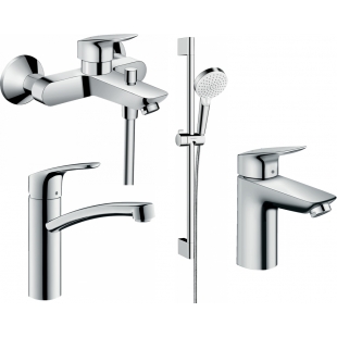 Набор смесителей Hansgrohe EcoSmart для ванны и кухни Logis/Focus 100 (71104+7140+31806+26534400) 20200012