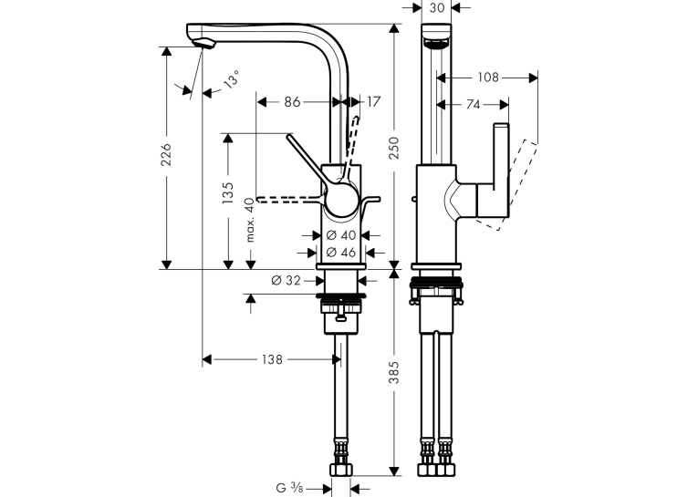 Смеситель для раковины Hansgrohe Metris S 31159000