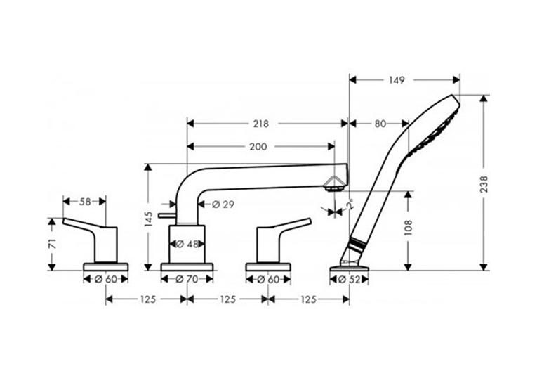 Змішувач на борт ванни Hansgrohe Talis S 72419000