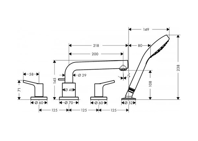 Змішувач на борт ванни Hansgrohe Talis S 72419000
