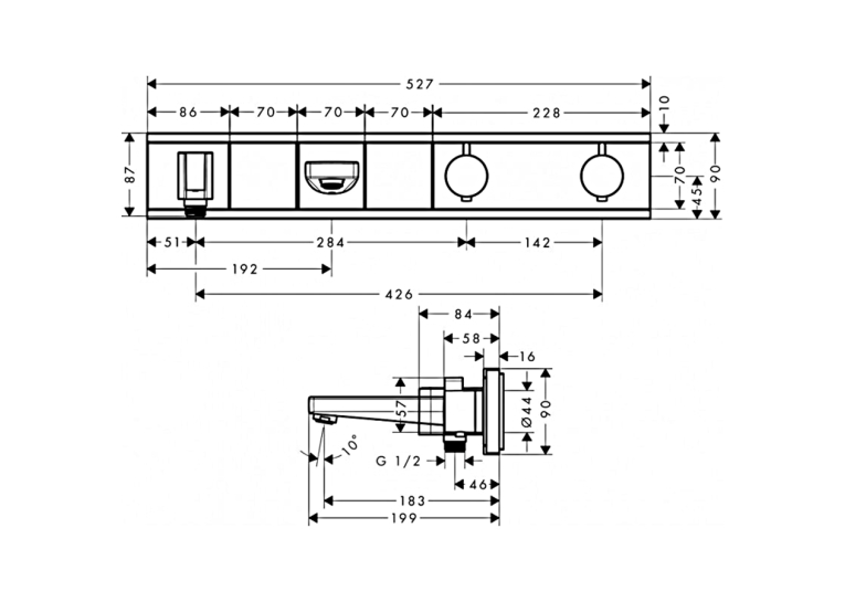 Термостат для ванны Hansgrohe RainSelect с 2 потребителями Chrome/White 15359400