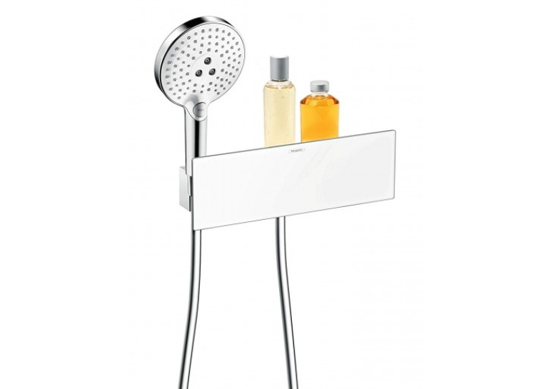 Шланговое подключение Hansgrohe FixFit Porter 300 с держателем и полочкой, белое хромированное 26456400