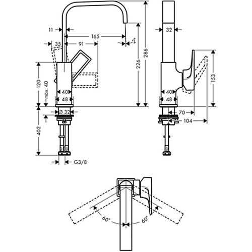 Смеситель для раковины Hansgrohe Metropol с донным клапаном Push-Open 74511000
