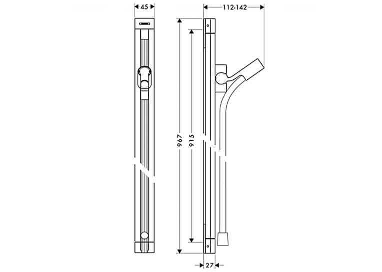 Душевая штанга Hansgrohe Unica Raindance 90 см со шлангом для душа 160 см Chrome 27636000