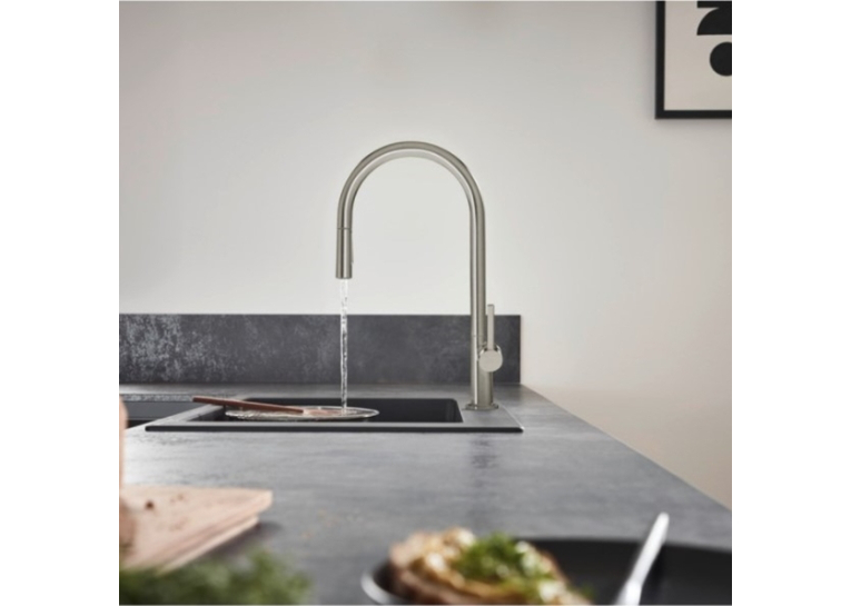 Змішувач Hansgrohe Talis M54 для кухонного миття з висувним душем Stainless Steel 72802800