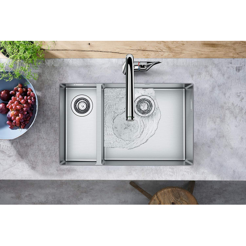 Кухонная мойка под столешницу Hansgrohe S719-U655 две чаши 180/450 Stainless Steel 43429800
