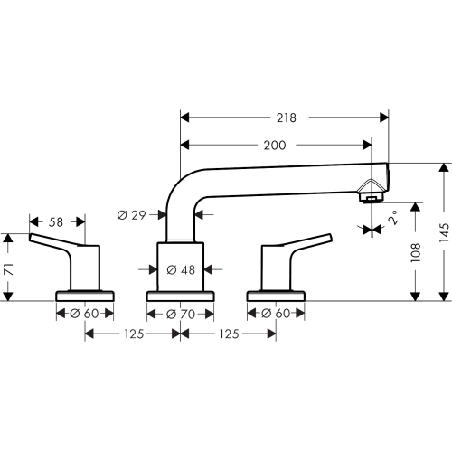 Смеситель для раковины на 3 отверстия Hansgrohe Talis S 72415000