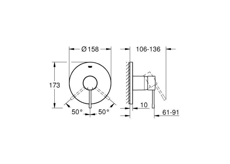 Верхня частина змішувача для душу GROHE Essence New 24057001