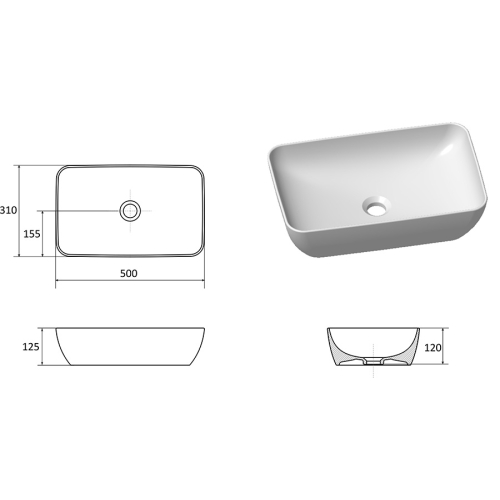 Умивальник Ravak Uni 500 O Slim GPX2240063