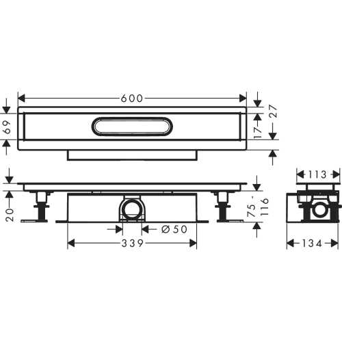 Монтажный комплект для каналов ø50 Hansgrohe uBox universal 600 мм 56022180
