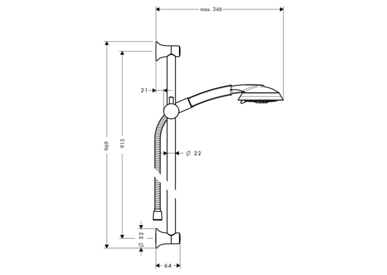 Душовий набір Hansgrohe Raindance Classic 100 3jet 90см Chrome/Gold Optic 27841090