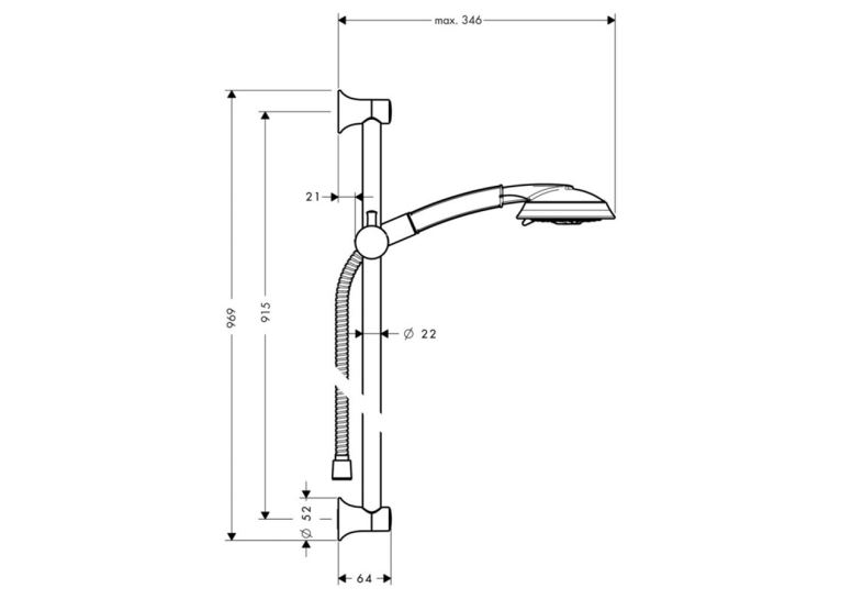 Душовий набір Hansgrohe Raindance Classic 100 3jet 90см Chrome/Gold Optic 27841090