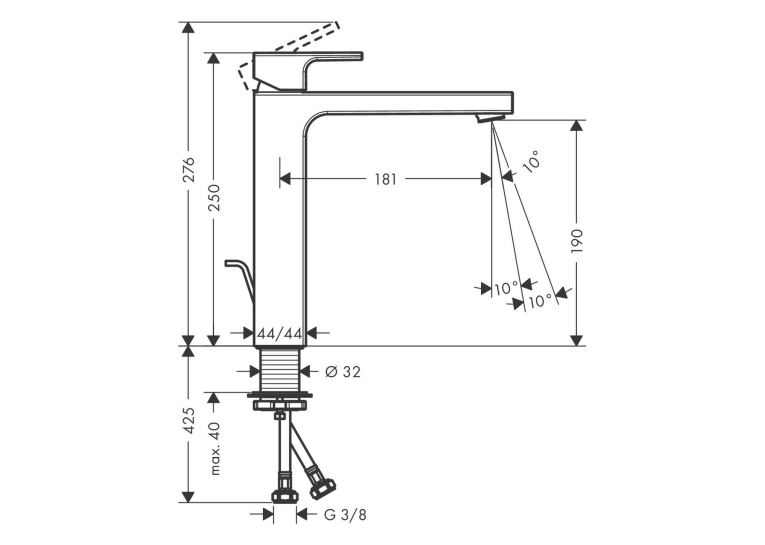 Змішувач для раковини Hansgrohe Vernis Shape 71562670 чорний