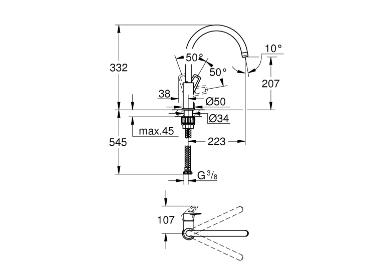 Змішувач для кухні Grohe BauLoop 31368001