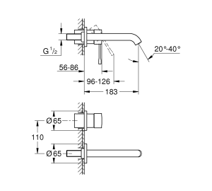 Смеситель для раковины на два отверстия GROHE Essence M-Size 29192AL1 Графит матовый