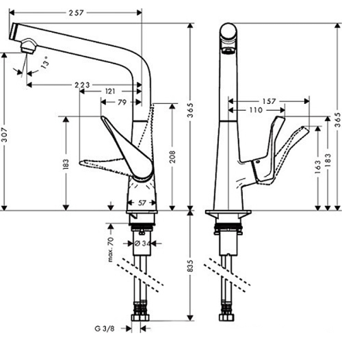 Смеситель для кухни Hansgrohe Metris Select 320 Stainless Steel Finish 14883800
