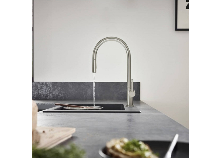Змішувач Hansgrohe Talis M54 для кухонного миття з висувним душем, хром 72800000