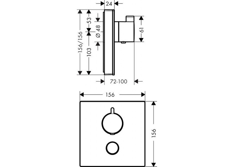 Термостат для душа Hansgrohe ShowerSelect Glass Highfow Black 15735600