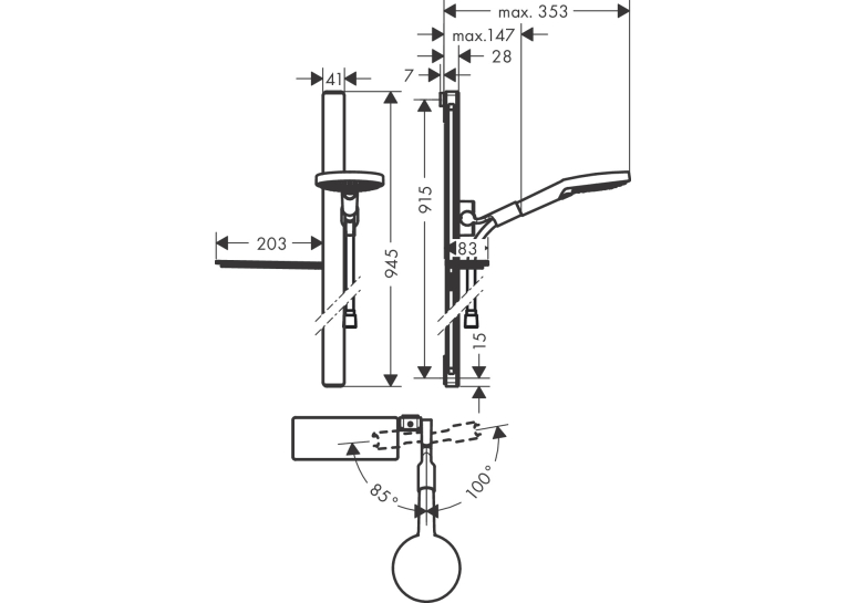 Душовий набір Hansgrohe Raindance Select 120/90 см 3Jet Chrome 27648000