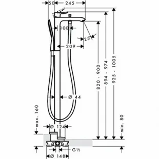 Смеситель для ванны напольный Hansgrohe Metris 31471000