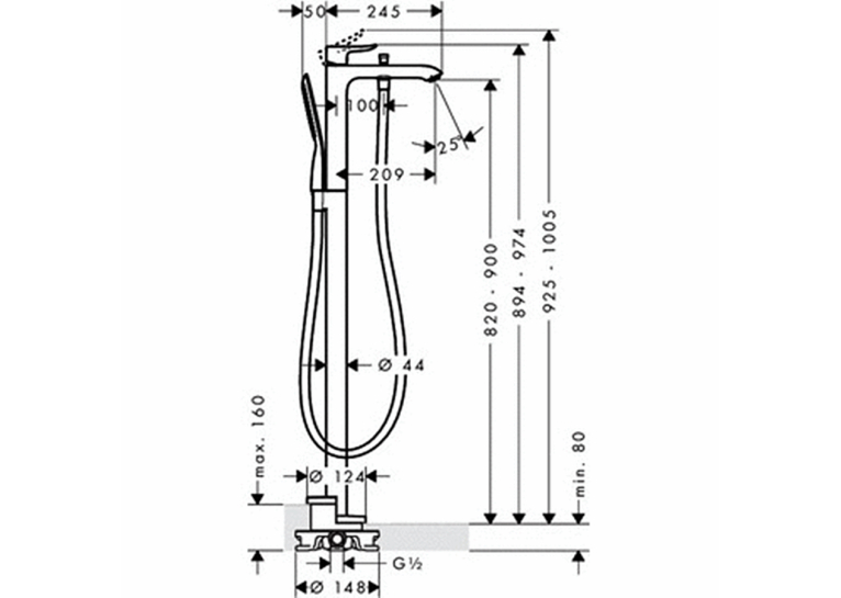 Змішувач для ванни для підлоги Hansgrohe Metris 31471000