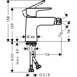 Смеситель для биде Hansgrohe Talis E с донным клапаном push-open 71721000