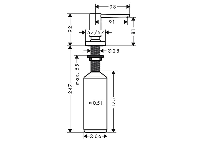 Дозатор кухонний Hansgrohe A71 для миючого засобу 500 ml хром 40468000