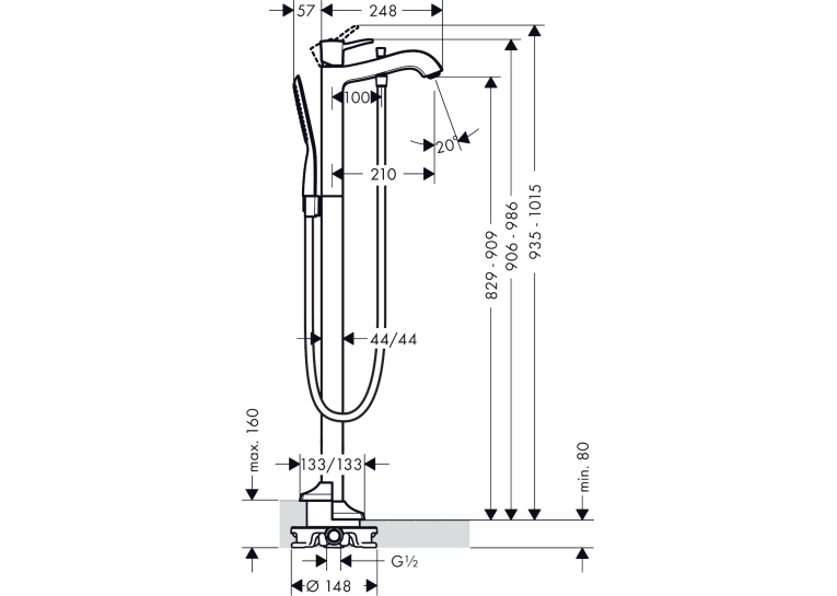 Змішувач для ванни для підлоги Hansgrohe Metropol Classic 31445000