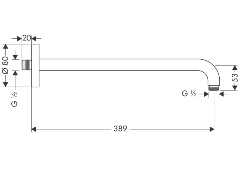 Кронштейн для верхнего душа Hansgrohe 389 мм Matt Black 27413670