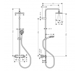 Душевая система с термостатом Hansgrohe Vernis Shape Showerpipe 230 1jet 26286670 черный матовый