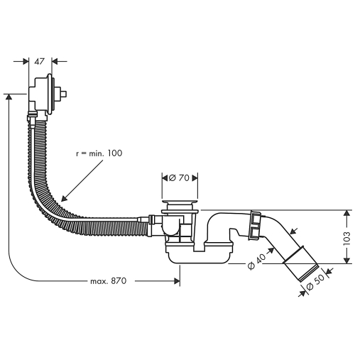 Сифон для нестандартных ванн Hansgrohe Flexaplus Basic 58141180