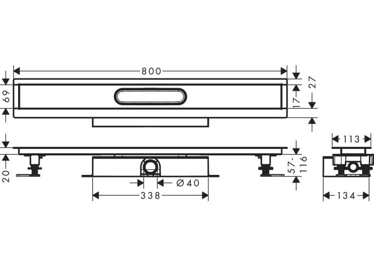 Монтажний комплект для каналів ø40 Hansgrohe uBox universal 800 мм 56018180