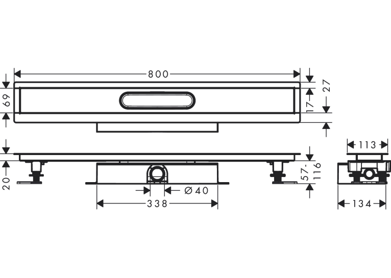 Монтажний комплект для каналів ø40 Hansgrohe uBox universal 800 мм 56018180