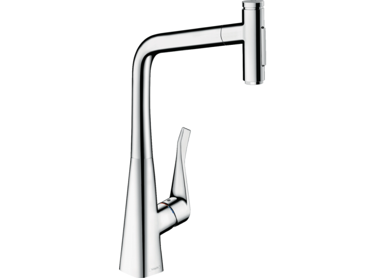 Змішувач для кухні Hansgrohe Metris Select 320 2jet з висувним зливом 73820000