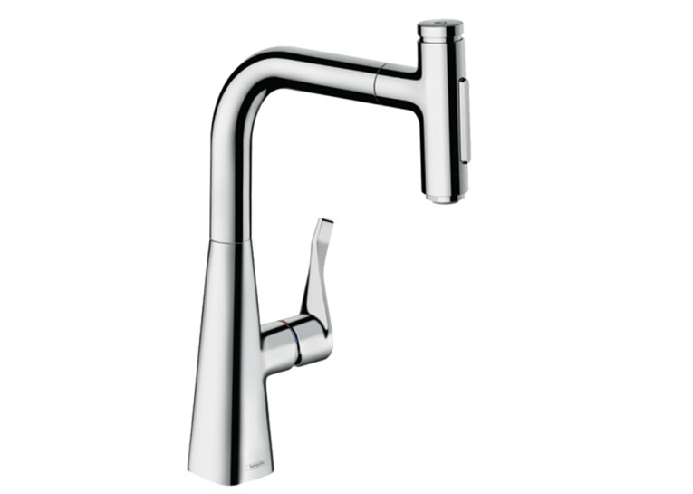 Змішувач для кухні Hansgrohe Metris Select 240 2jet з висувним зливом 73822000