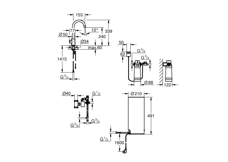 Змішувач та бойлер для кухні Grohe Red Mono L-size 30080001