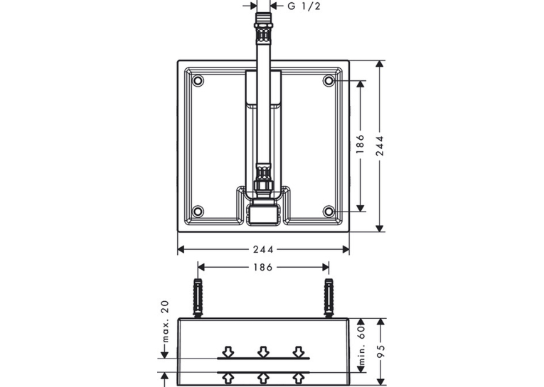 Скрытая часть верхнего душа Hansgrohe Raindance 26х26 1Jet 26471180
