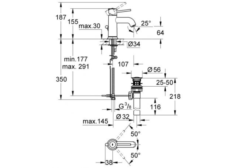 Змішувач для раковини Grohe BauClassic S-size 23161000