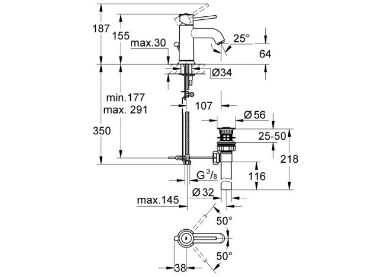 Змішувач для раковини Grohe BauClassic S-size 23161000