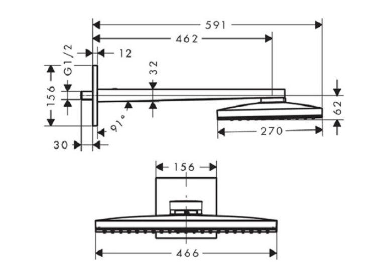Верхній душ Hansgrohe Rainmaker Select 460 1jet білий/хром 24003400