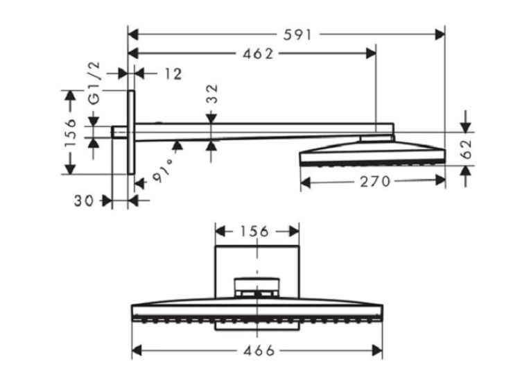 Верхній душ Hansgrohe Rainmaker Select 460 1jet білий/хром 24003400