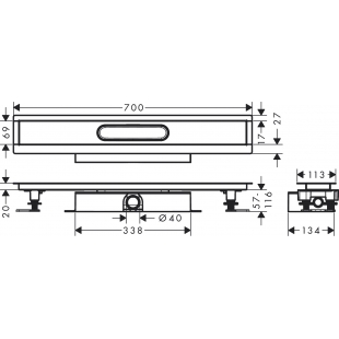 Монтажний комплект для каналів ø40 Hansgrohe uBox universal 700 мм 56017180