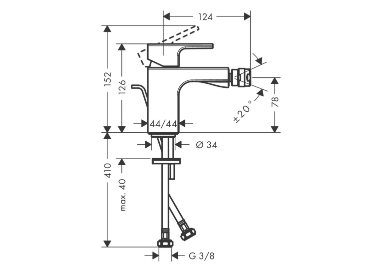 Змішувач для біде Hansgrohe Vernis Shape, матовий чорний 71211670