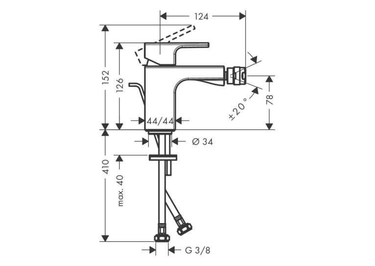 Змішувач для біде Hansgrohe Vernis Shape, матовий чорний 71211670