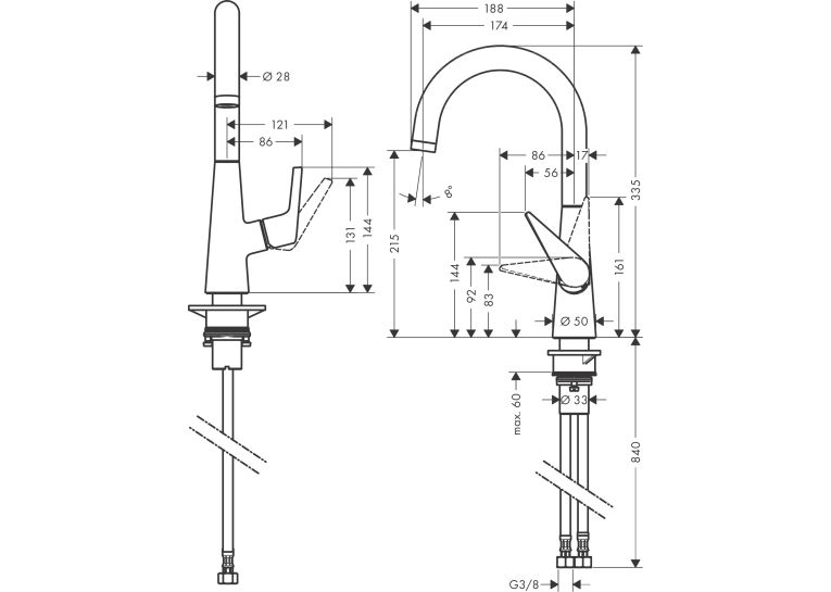 Смеситель Hansgrohe Talis S для кухонной мойки 72814000
