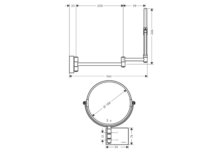 Дзеркало косметичне Hansgrohe AddStoris 41791340 чорний матовий хром
