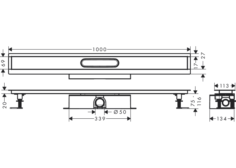 Монтажний комплект для каналів ø50 Hansgrohe uBox universal 1000 мм 56026180