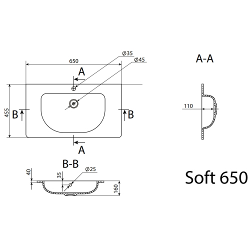 Умывальник Radaway Soft 65 (U124065-02-01)