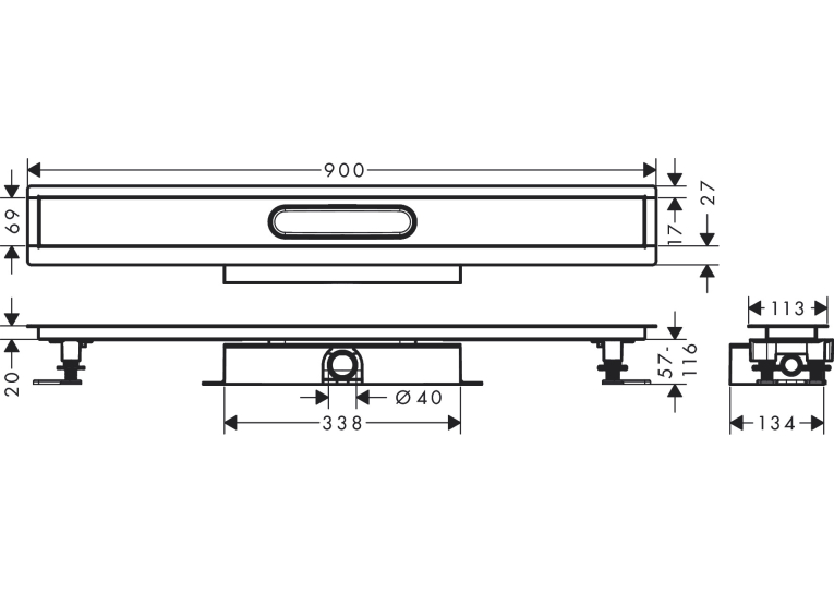 Монтажный комплект для каналов ø40 Hansgrohe uBox universal 900 мм 56019180