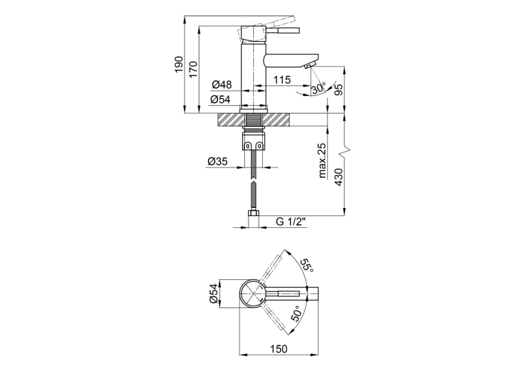 Смеситель для раковины Lidz Aria 001F (k35) LDARI001FNKS34937 Nickel